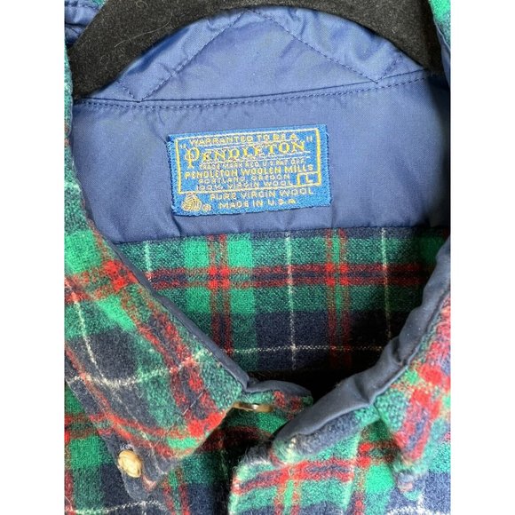 VTG Pendleton Men’s L 100% Virgin Wool Plaid Flannel Shirt USA - Picture 6 of 10